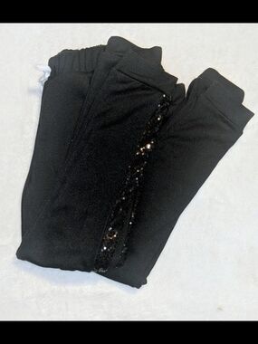 Black Sequin-Trim Jogger Pants